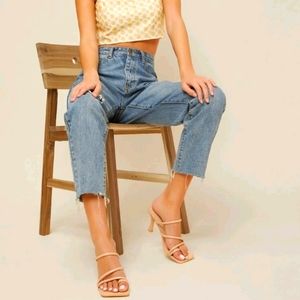 Cream Open Toe Low Heels